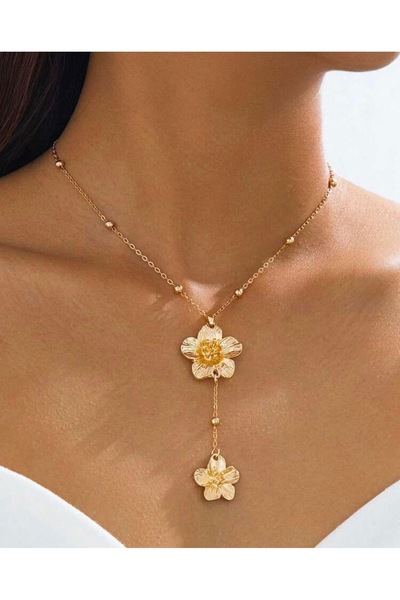 Mega Bazaar Y Model Necklace with Flower Detail