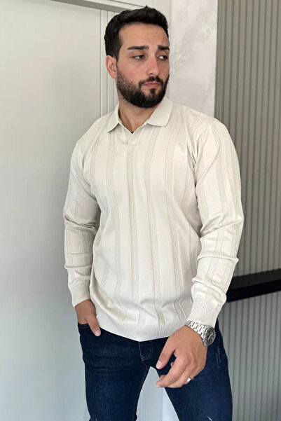 TOZLU Pulover tricotat pentru bărbați cu model și guler polo