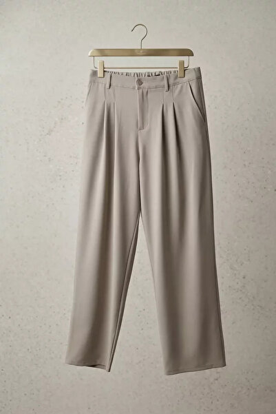 TOZLU Men's Baggy Fabric Trousers with Elastic Waist