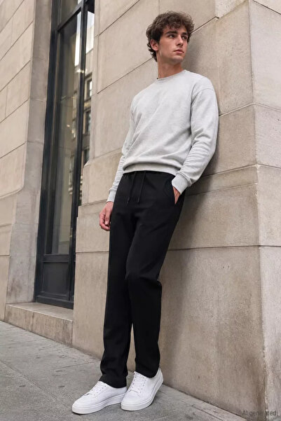TOZLU Men's Jogger Pants with Elastic Waist and Ties