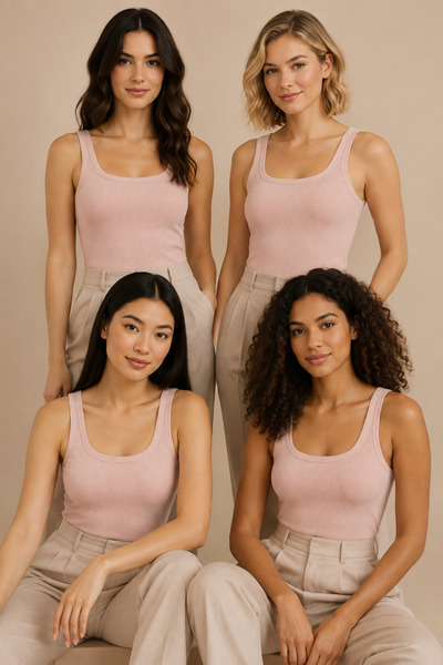 Nymora Women's 4-Piece Square Collar Wide Strap 100% Cotton Camisole Basic Un...