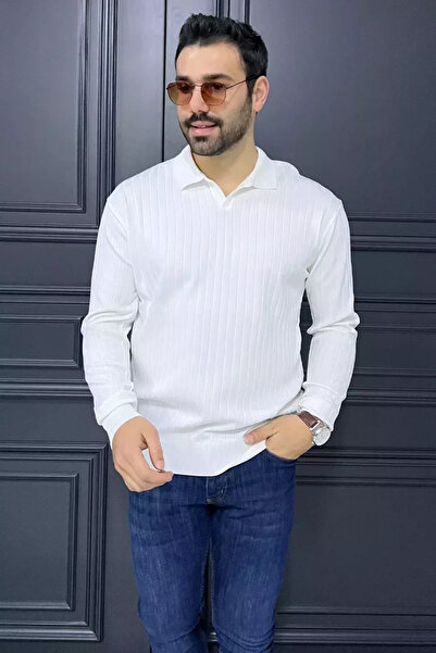 TOZLU Men's Polo Neck Knit Sweater