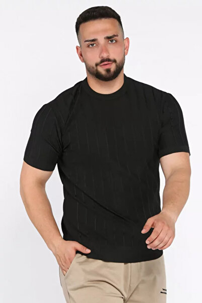 TOZLU Tricou pentru bărbați, cu gât crew, cu model în dungi, din tricotaj