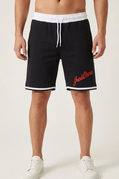 TOZLU Men's Shorts with Elastic Waist and Stripe Detail