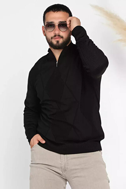 TOZLU Pulover tricotat cu model, cu fermoar, pentru bărbați