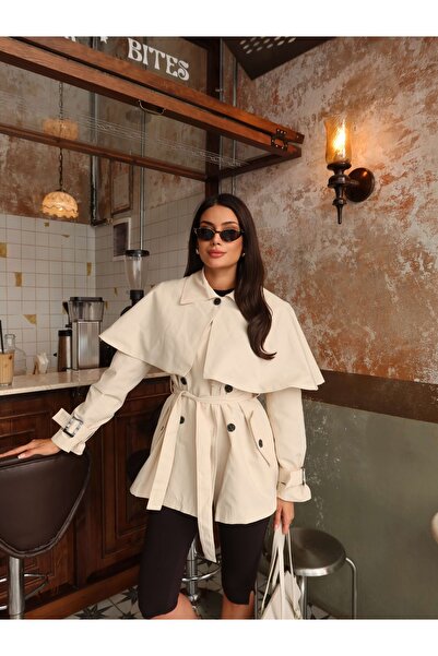 ESRAHELVACI Belted Cape Detail Trench