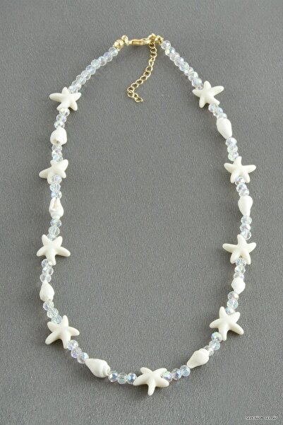 ZERO LAND Spt-Gld Starfish Crystal Natural Stone (184340) Necklace Cream