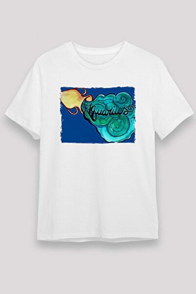Darkhane Aquarius Zodiac Sign Written Aquarius Printed T-Shirt