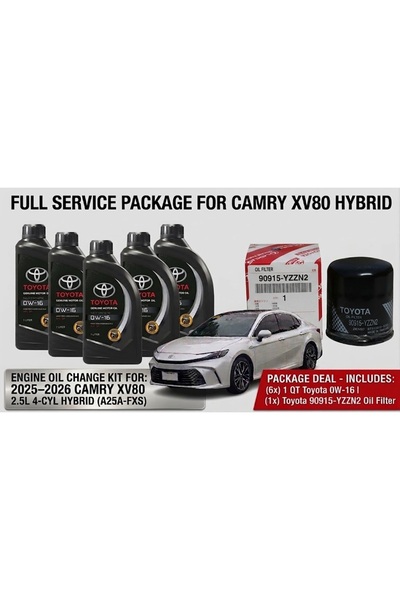 Toyota طقم خدمة زيت المحرك لسيارة كامري XV80 2.5L هايبرد 2025-2026، 5 عبوات ×...