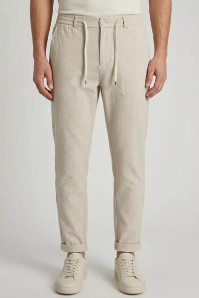 TOZLU Men's Striped Jogger Pants with Waist Tie Detail