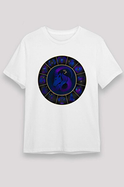 Darkhane Capricorn Sign and Zodiac Circle Printed T-Shirt