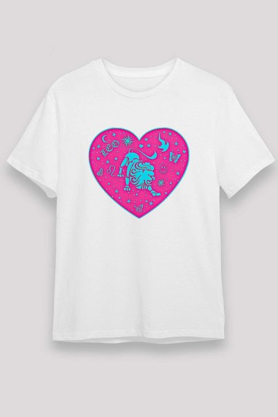 Darkhane Leo Zodiac Sign Heart Inside Lion Printed T-Shirt