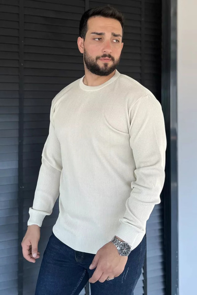 TOZLU guler rotund Pulover tricotat pentru bărbați cu model