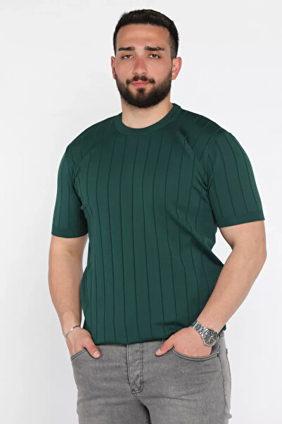 TOZLU Tricou pentru bărbați, cu gât crew, cu model în dungi, din tricotaj