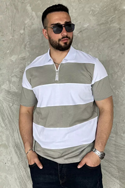 TOZLU Polo Collar Half Zipper Men's T-Shirt