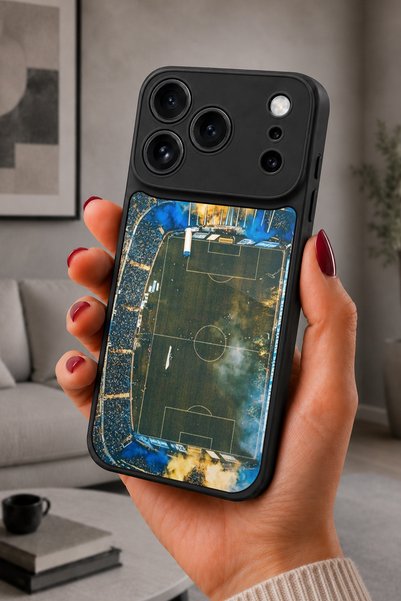 BGAKSESUAR iPhone 17 Pro Max Uyumlu Tribün Dumanı Desenli Kamera Korumalı Dar...