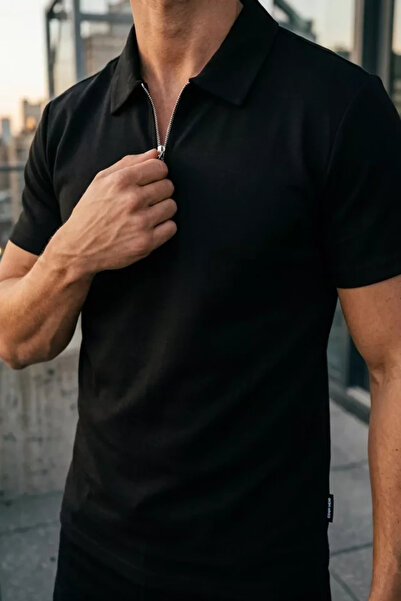 TOZLU Men's Polo Collar Half Zipper T-Shirt