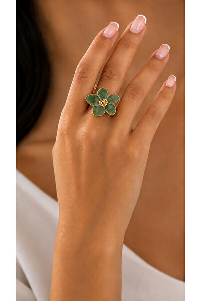 Mega Bazaar Adjustable Black Floral Women's Ring