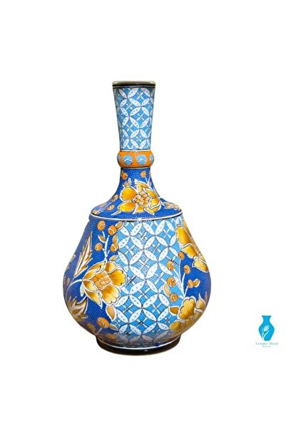 Generic Brand Handcrafted Decorative Vase, 30 cm, Blue Floral Pattern