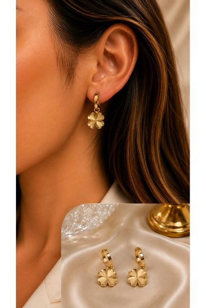DOLCE QUEEN أقراط نسائية من الفولاذ المقاوم للصدأ 316L بلون ذهبي على شكل نبات...