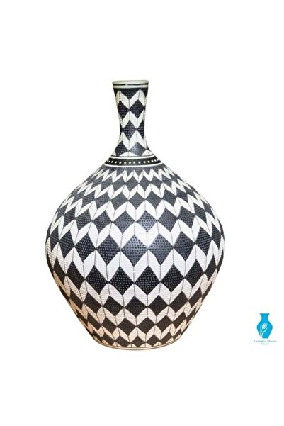 Generic Brand 30 cm Handcrafted Decorative Vase with Geometric Pattern