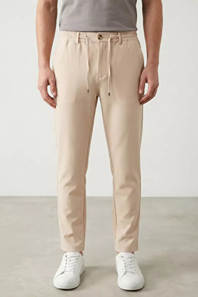 TOZLU Men's Elastic Waist Lace-Up Trousers