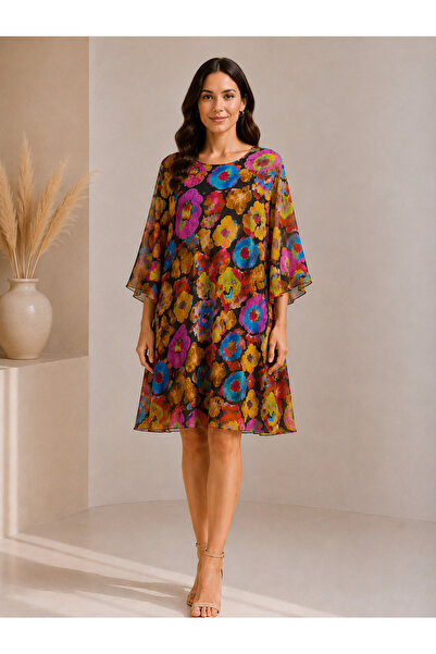 Moda Italy Rochita din matase 100% cu imprimeu artistic