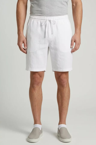 TOZLU Men's Elastic Waist Linen Shorts