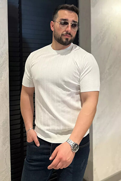TOZLU Tricou pentru bărbați, cu gât crew, cu model în dungi, din tricotaj