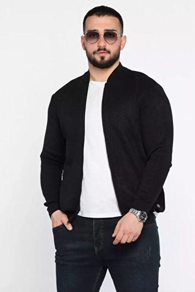 TOZLU Cardigan tricotat pentru bărbați cu buzunare cu fermoar