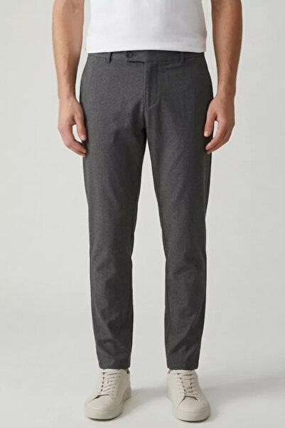 TOZLU Men's Elastic Waist Fabric Trousers