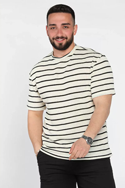 TOZLU Tricou pentru bărbați cu decolteu rotund și model în dungi