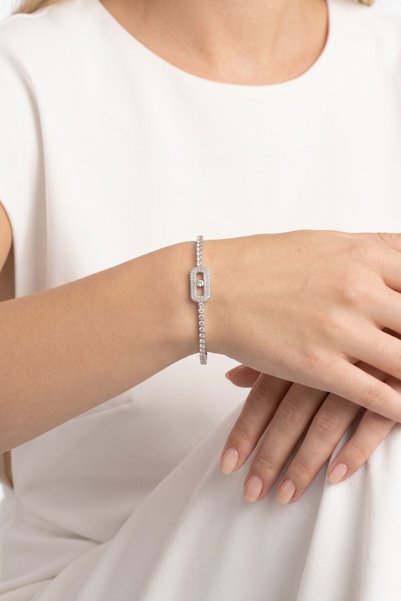 özgül takı ve tasarım Messika Model Waterway Silver Color Stainless Steel Women's Bracelet