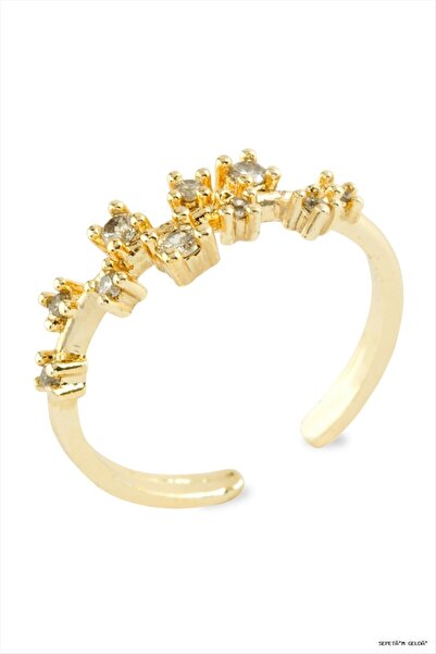 ZERO LAND Spt-Gld Zigzag Zircon Stone Metal (191315) Ring Yellow