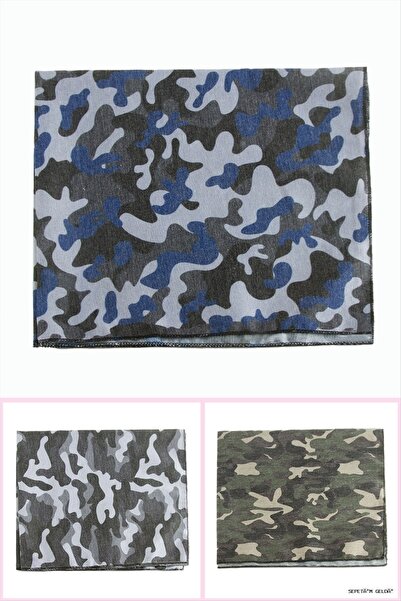 ZERO LAND Spt-Gld Soldier Patterned Linen Bandana (190737) 50X50 Ebruli