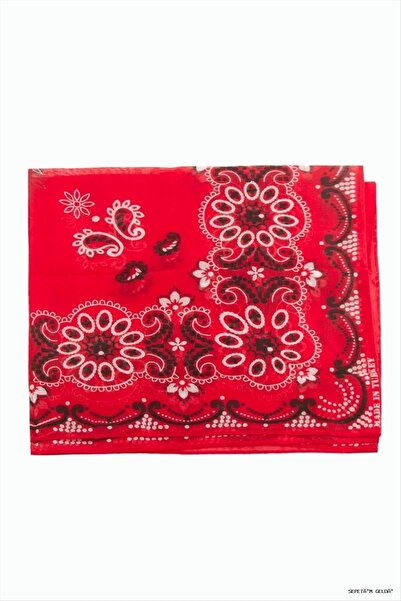 ZERO LAND Spt-Gld Floral Patterned Bandana (190817) 50X50 Red