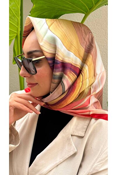 Firuze scarf Red Aura Patterned Soft Cotton Scarf