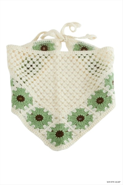 ZERO LAND Spt-Gld Knitted Bohemian (185904) Bandana Green