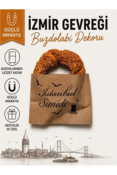 madamini İzmir Gevreği Buzdolabı Magneti Gerçekçi Simit Tasarımlı, çift mıkna...