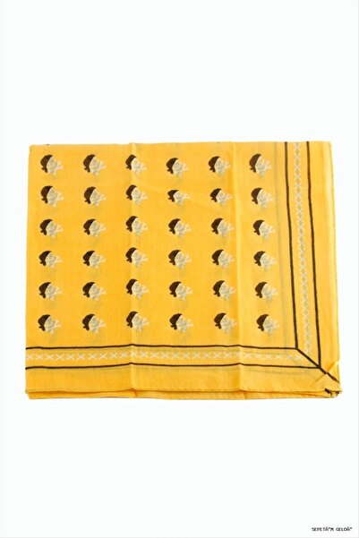 ZERO LAND Spt-Gld Skull Patterned Bandana (190859) 50X50 Yellow
