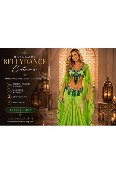 Diamonds_Outfits Costum verde de dans oriental – Ținută de scenă pentru dans ...