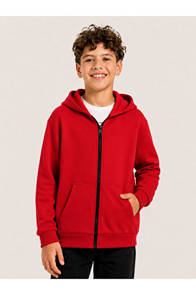 KİDSPİTİRCİK CARDIGAN SEZONIER UNISEX ROȘU CU 3 FIARE, FĂRĂ TĂMÂIE, 100% BUMBAC