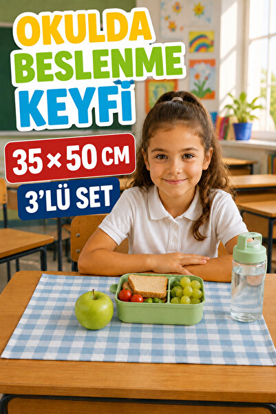 Soft Kare Husă pentru prânz rezistentă la pete și la lichide 35×50 cm – Set d...