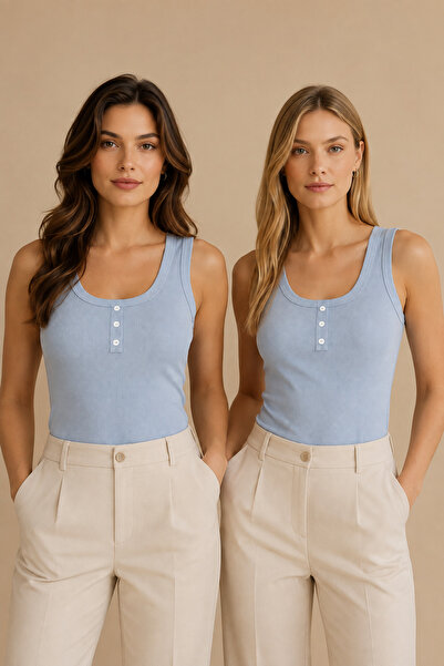 Nymora Women's 2-Piece U-Neck Buttoned Thick Strap 95% Cotton Camisole Unders...