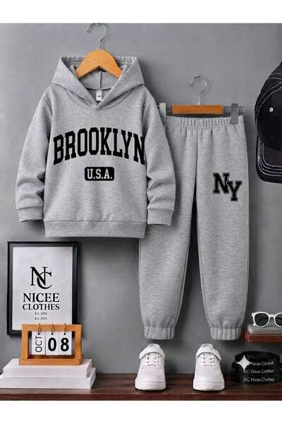 NC Nicee Clothes Children's Tracksuit Set Unisex (Black Broklyn Printed Winte...