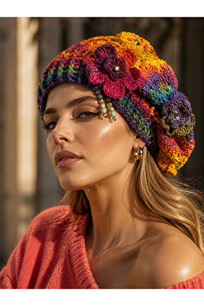 drt tasarım Kadın Boho Salaş Model Fransız Ressam Bere DRT-BEAN-247