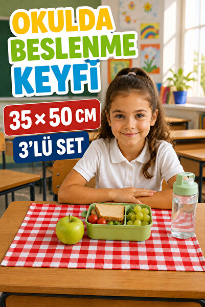 Soft Kare Stain-Proof and Liquid-Proof Lunch Mat 35×50 cm – Set of 3 for Prim...