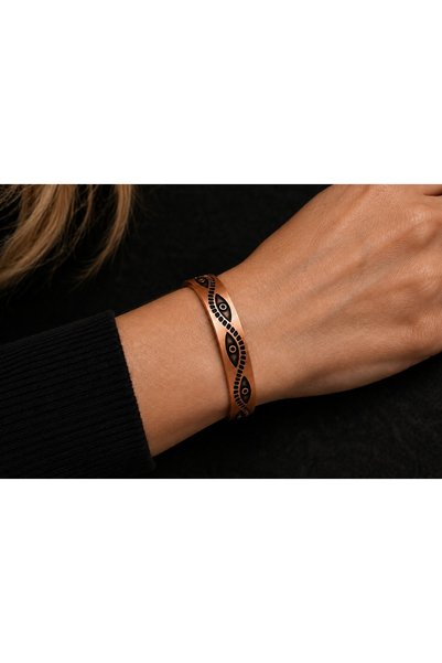 Store Evil Eye Patterned Pure Copper Women's Bracelet - Adjustable Clasp Bracelet