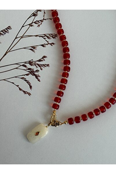BEAD BERRY Vintage/Retro Model Kırmızı Boncuklu Şık Tasarım Kolye