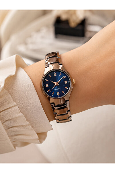 Weluxa Women's Wristwatch Chocolate Color Navy Blue Dial Casual and Stylish C...